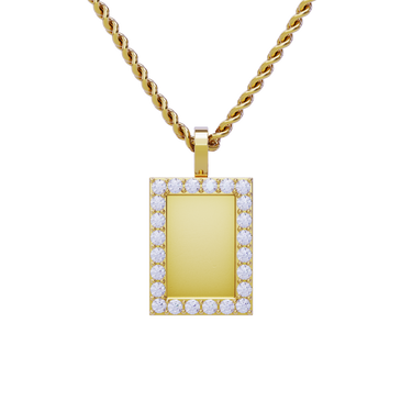 14k Yellow Gold Rectangle Shaped Diamond Memory Charm Pendant 0.98 Ctw